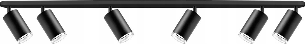 Fali-mennyezeti lámpa. Torino 6xGU10 IP44 fekete fröccsenő víz ellen védett