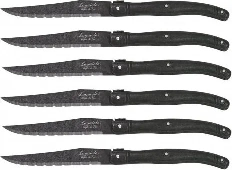 Laguiole kés Black Stonewash steakekhez 6 db