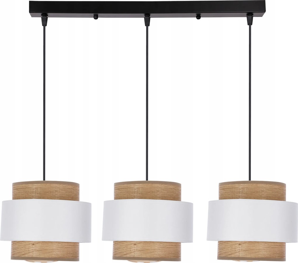 Forni függőlámpa fekete 3x40W E27 lámpabúra fehér+dió