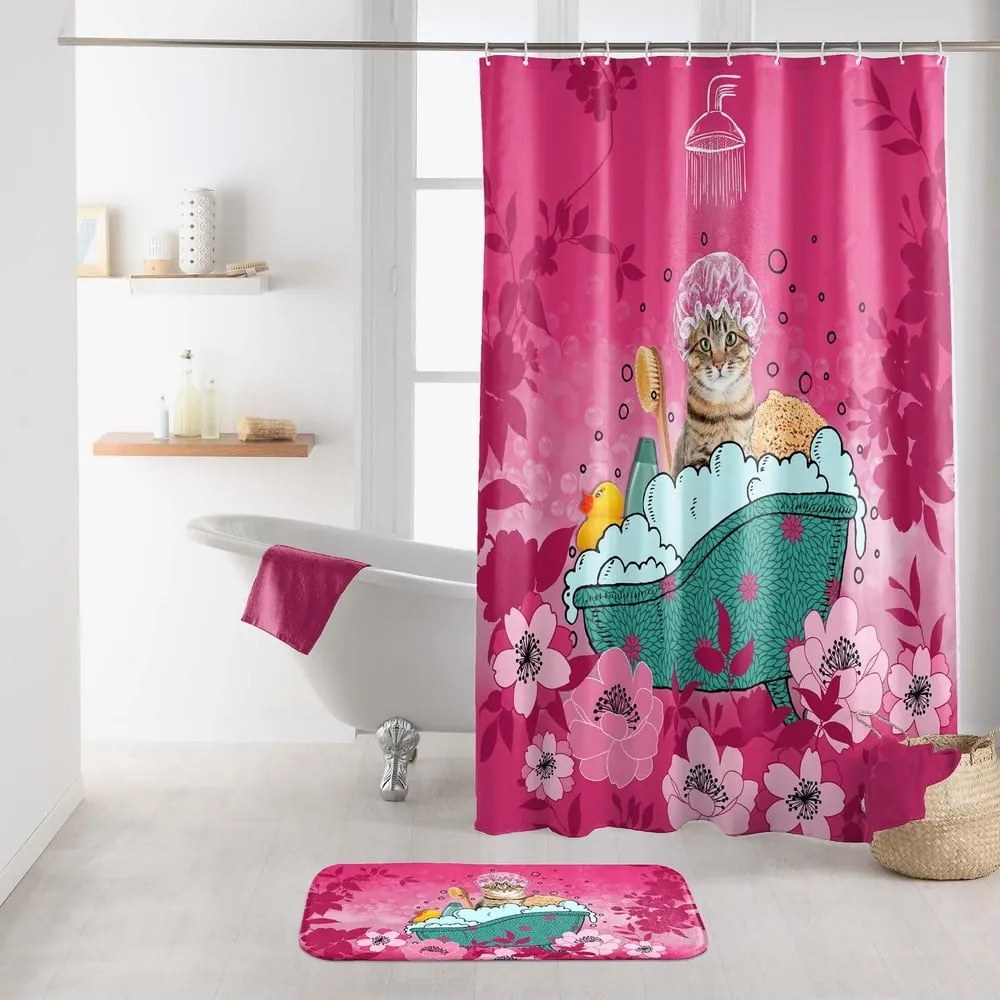 Rózsaszín fürdőszobai kilépő 45x75 cm Chatibulle – douceur d'intérieur