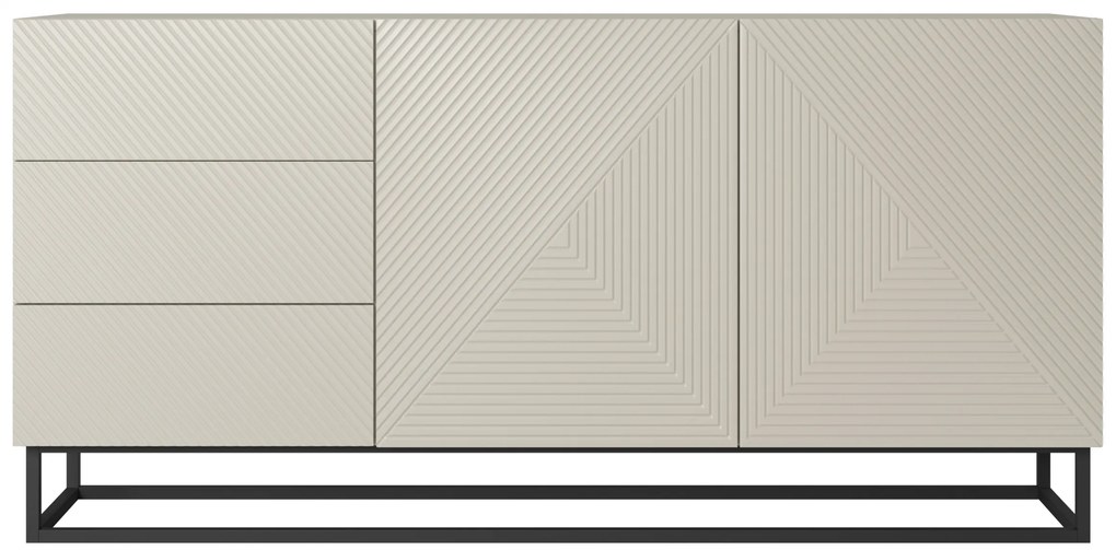 Asha komód 167 cm kétszárnyú fiókos - kasmír / fekete vázzal