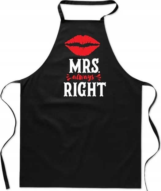 Konyhai Kötény fekete Valentin Napi Esküvői ajándék Mrs Right Női FA_446_cz