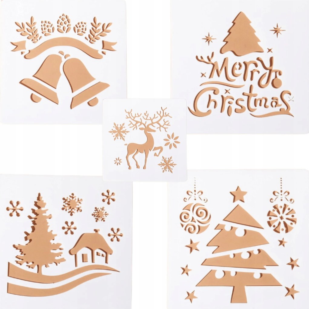 Karácsonyi Sablonok Műhóhoz Műanyag Üvegre 5 Db