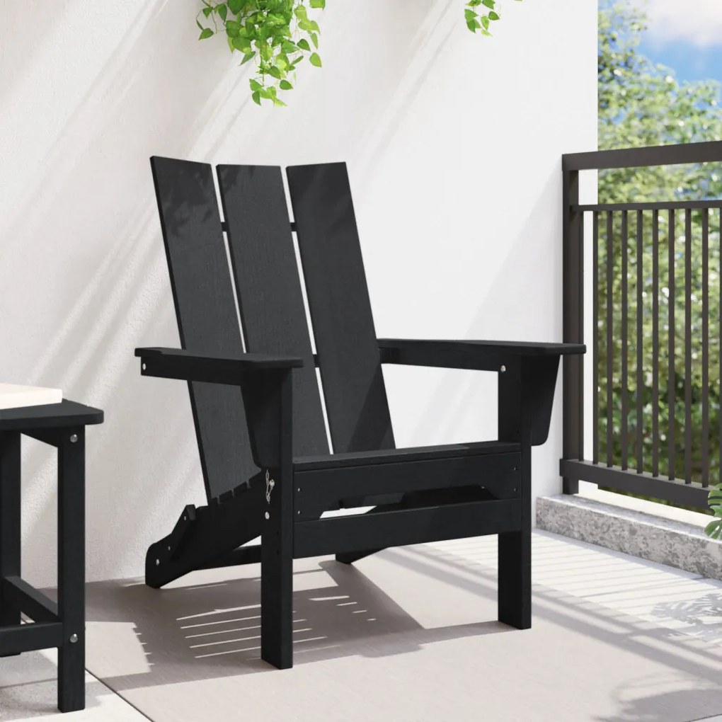 összecsukható Adirondack szék fekete 74,5x80,5x90 cm HDPE