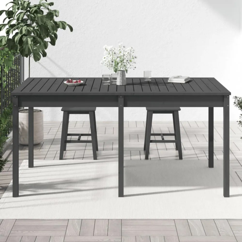 szürke tömör fenyőfa kerti asztal 159,5 x 82,5 x 76 cm