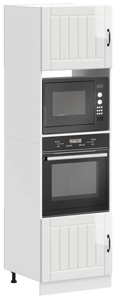 Lucca 2 db magasfényű fehér szerelt fa sütőszekrények