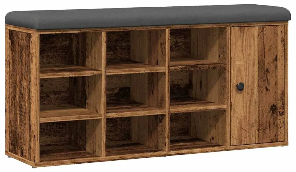 antik fa szerelt fa cipőtároló pad 102x32x50 cm