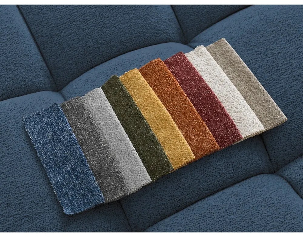 Sötétkék zsenília kinyitható-tárolóhelyes sarokkanapé (bal oldali-L alakú) Everest – Bobochic Paris