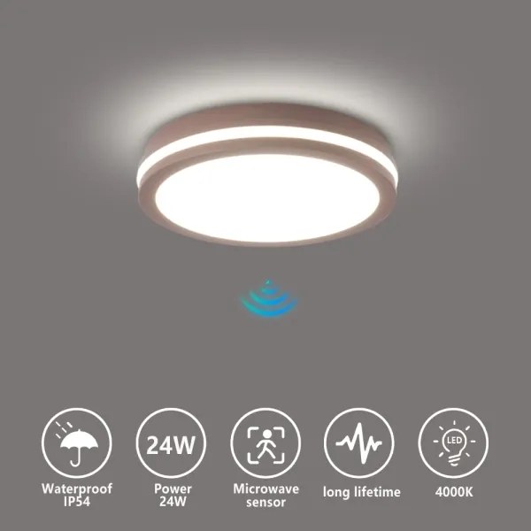 Brilagi - LED kültéri lámpa érzékelővel BENE LED/24W/230V Ø 26 cm barna IP54