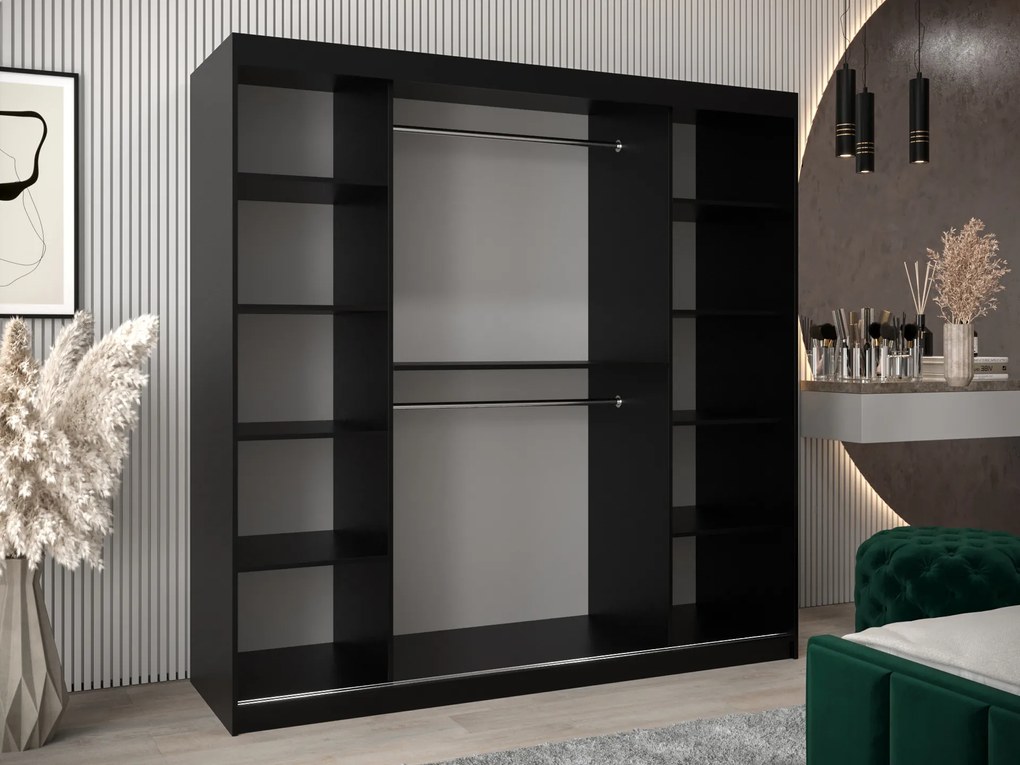 Ruhásszekrény 200 cm Eclipse (matt fekete + artisan tölgy). 1063433
