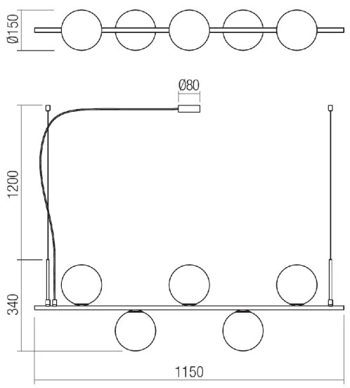 Redo 01-1635 - Csillár zsinóron TALIS 5xE14/28W/230V