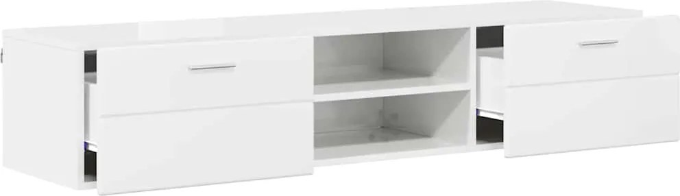 vidaXL Fából Készült Szekrény Magas Fényű Fehér 150 x 39 x 30 cm