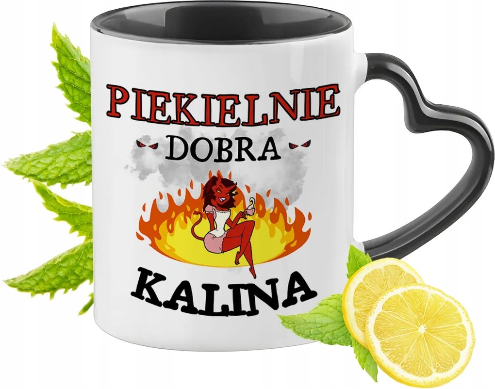 Kalina Bögre Fekete Szív Alakú Füllel Ajándék Nyomtatott