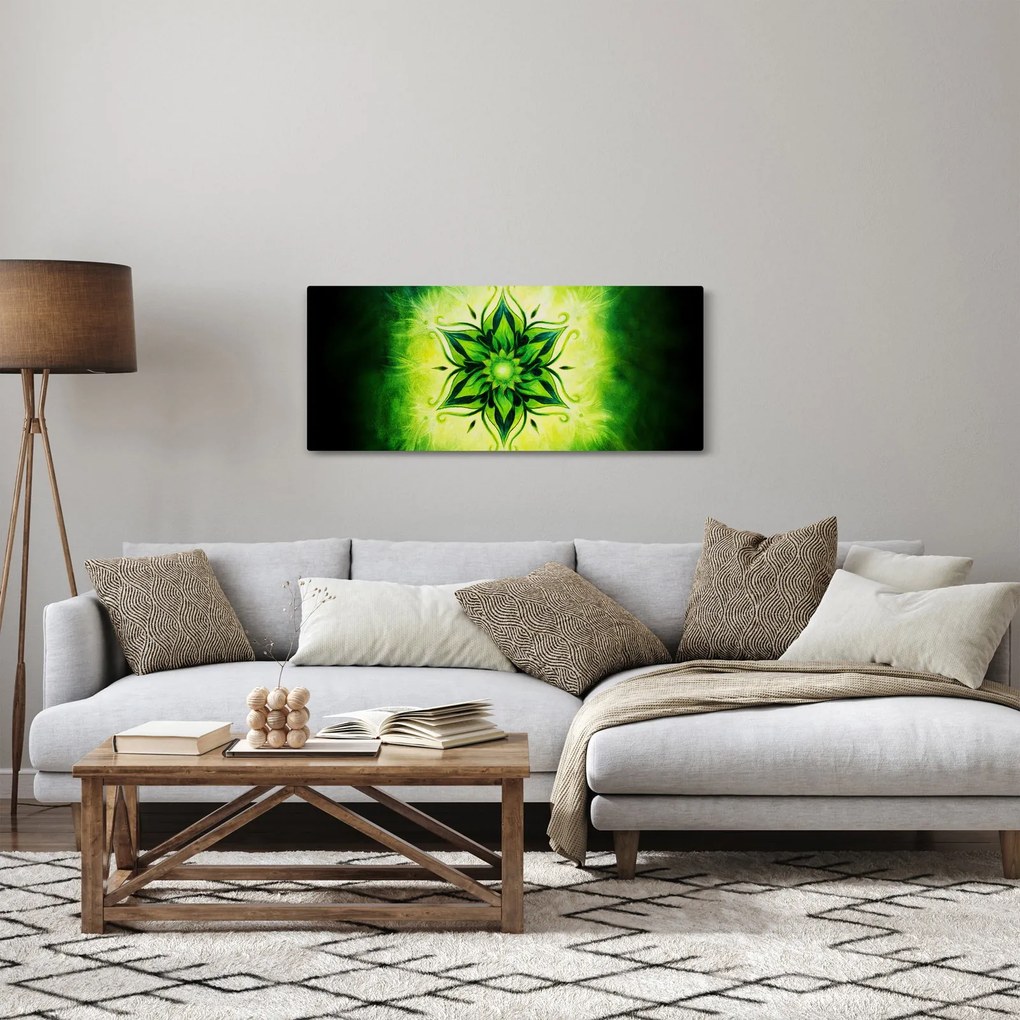 Kép - Virág mandala zöld háttérrel (120x50 cm)