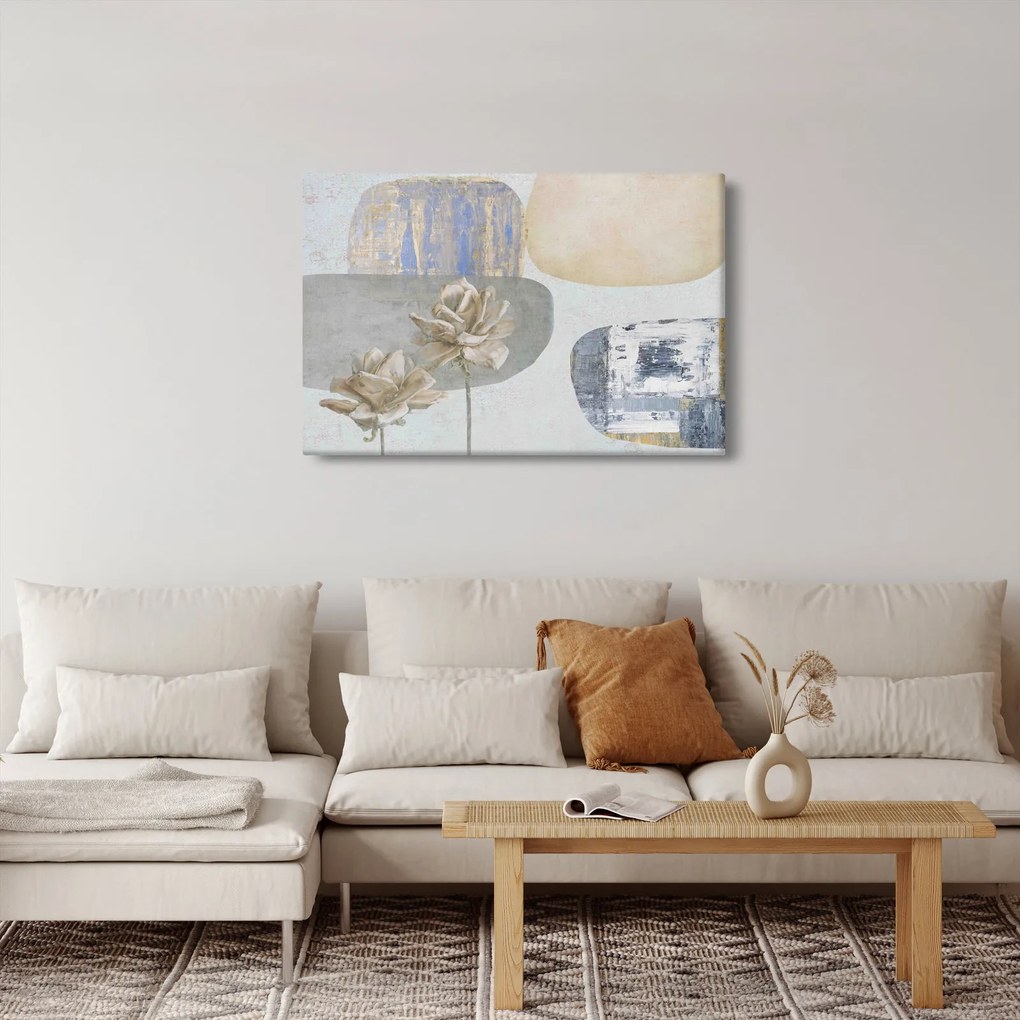 Kép - Festészet virágokkal és textúrákkal (90x60 cm)