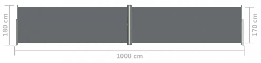 antracitszürke behúzható oldalsó napellenző 180 x 1000 cm