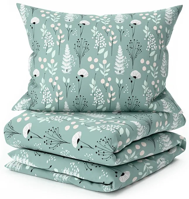 Pamut ágynemű WILD FLOWERS mentás Ágyneműhuzat mérete: 70 x 90 cm | 140 x 220 cm