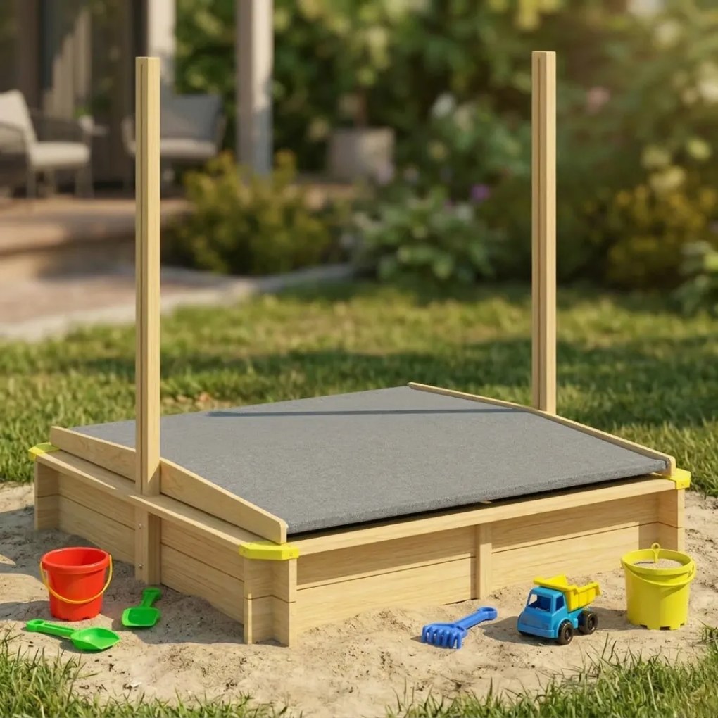 SANDY homokozó tetővel, lucfenyő, 120x120x120 cm Jurhan