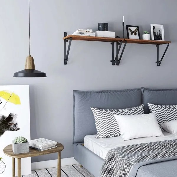 SHELFY 2 darabos fali polc szett, barna/fekete