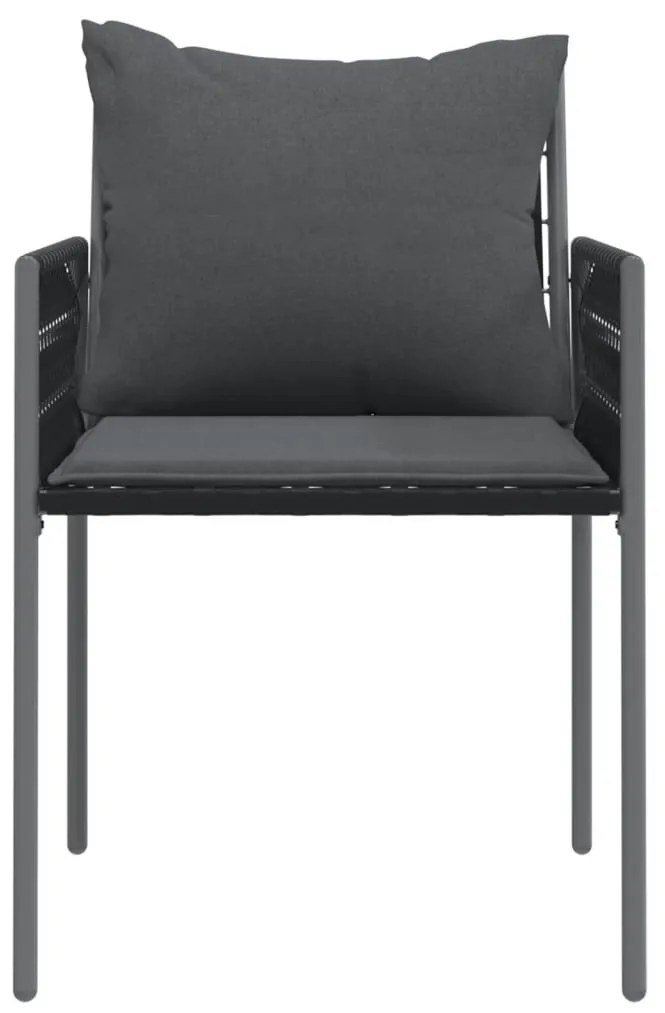 2 db fekete polyrattan kerti szék párnával 54 x 61 x 83 cm