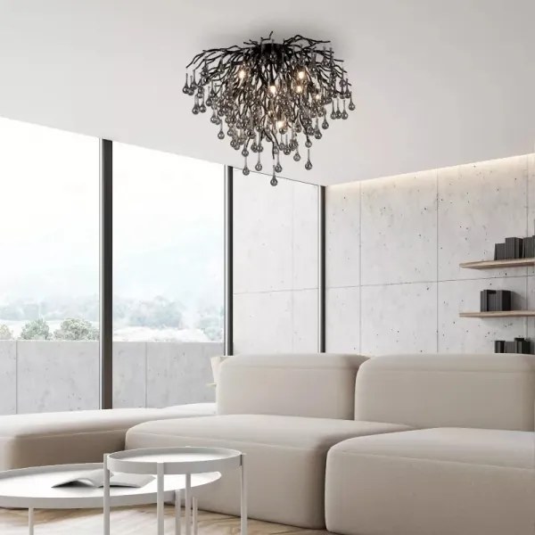 Paul Neuhaus 8091-18 - ICICLE felületre szerelhető csillár, 9xG9/40W/230V, átm. 50 cm, fekete