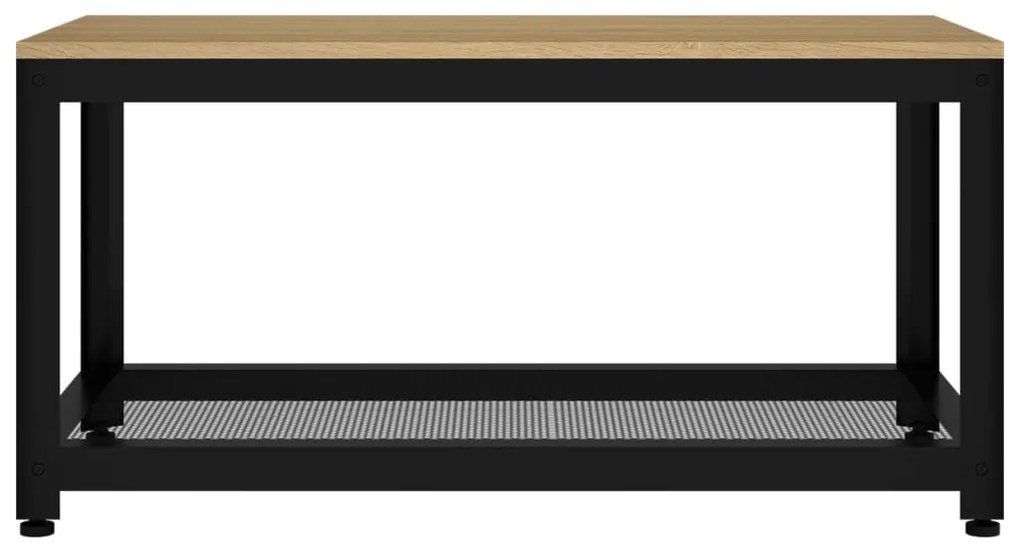 Világosbarna és fekete MDF és vas dohányzóasztal 90x45x45 cm