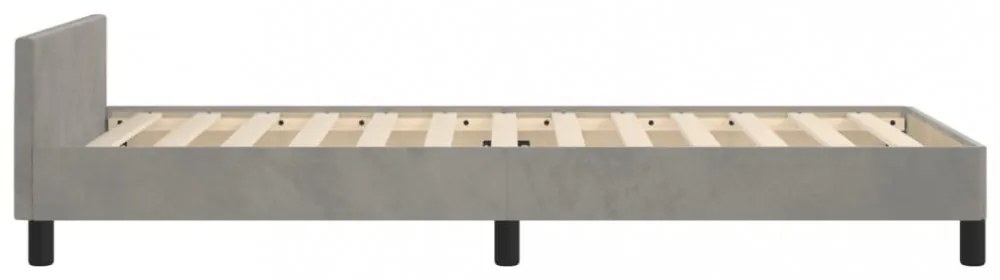 világosszürke bársony ágykeret matrac nélkül 90x200 cm