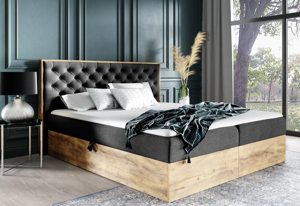 HAZEL franciaágy + fedő, 120x200, tölgy lancelot/faro 4