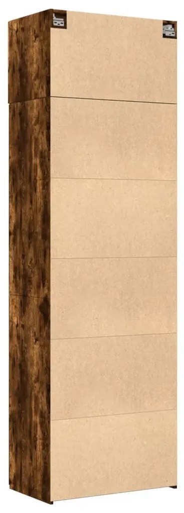 füstös tölgy színű szerelt fa tárolószekrény 70 x 42,5 x 225 cm