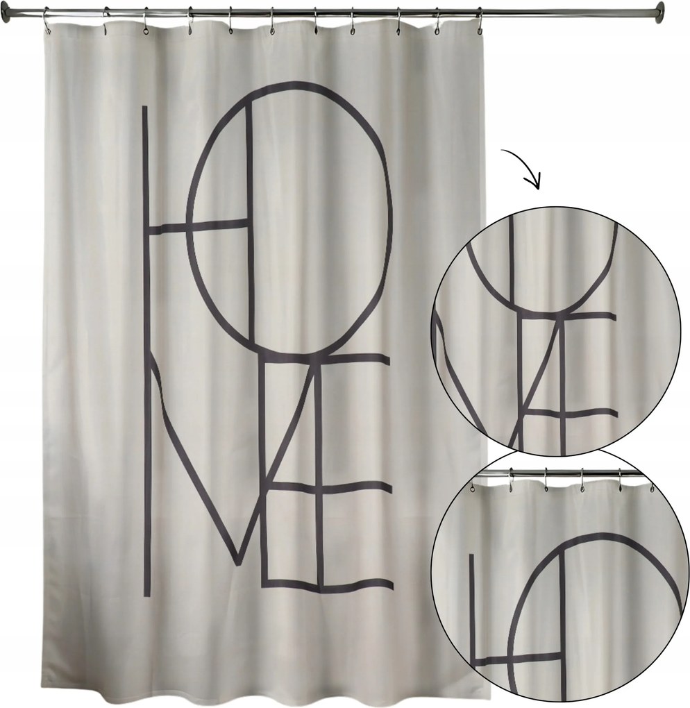 Zuhanyfüggöny 180x200 cm fürdőszobai kádhoz Bézs Vízálló