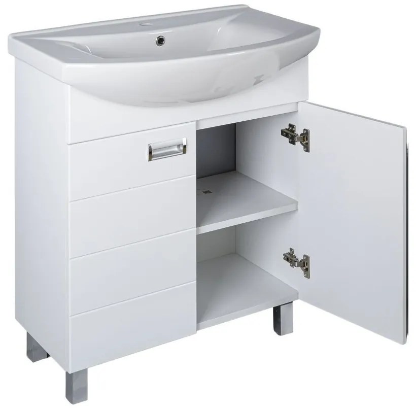 Viva SZQUARE 75 lábon álló fürdőszobabútor Sanovit ZENON 6075 porcelán mosdóval 75 x 49,8 cm