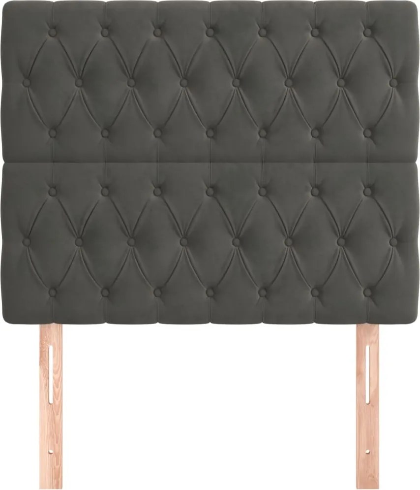 sötétszürke bársony fejtámla 100 x 7 x 118/128 cm