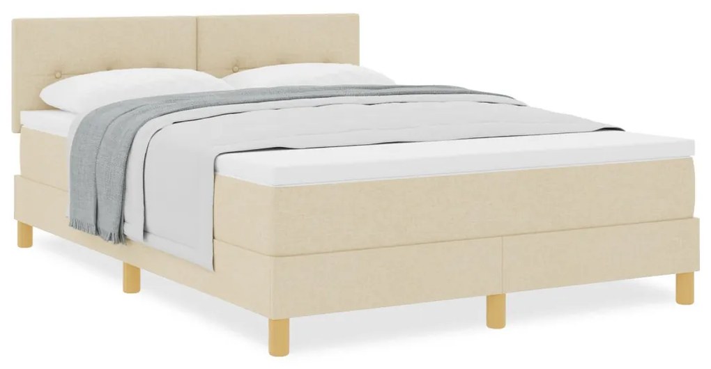 Box Spring Ágy Matraccal Krém 140x200 cm Szövet
