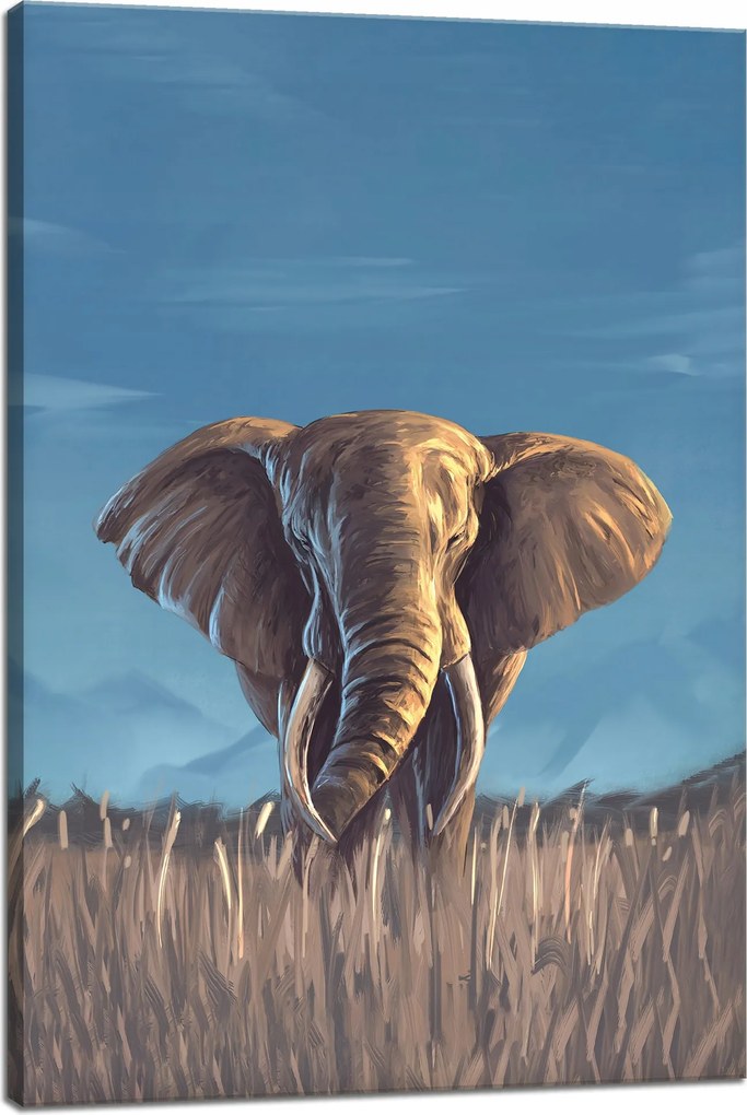 Vászonkép Olaj Stílus Szürke Nagy Elefánt 40x60 cm Ideális ajándék