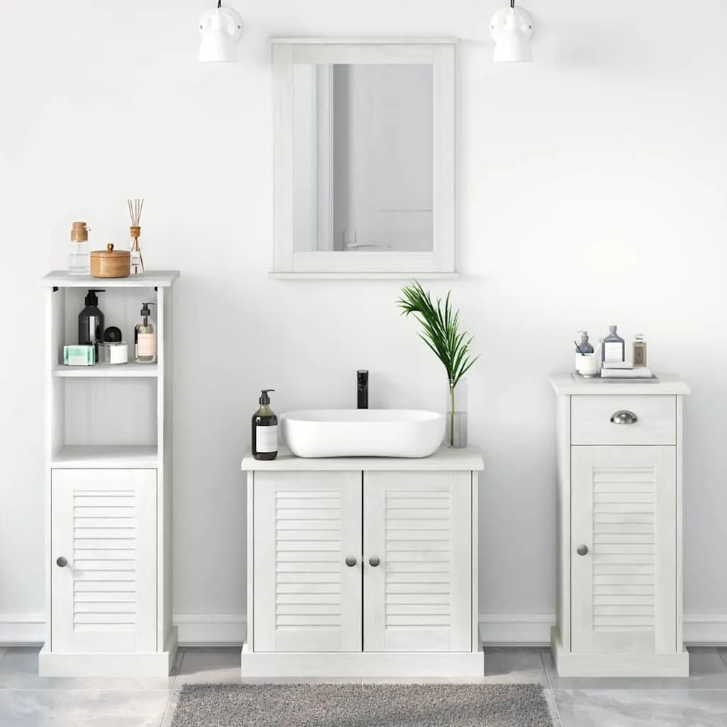 Fürdőszoba bútor szett 3 pcs antik fehér 37 x 34 x 110 cm