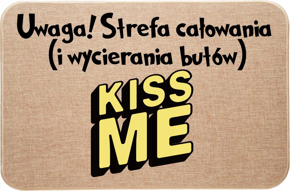 Lenvászon Lábtörlő az ajtó előtt Figyelem! Csókolózóna (és cipőtörlés)