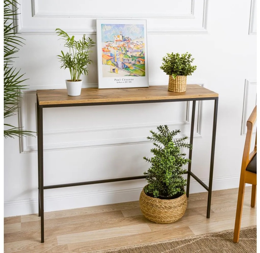 Konzolos asztal CANVAS 80x100 cm fenyő atlantic/fekete