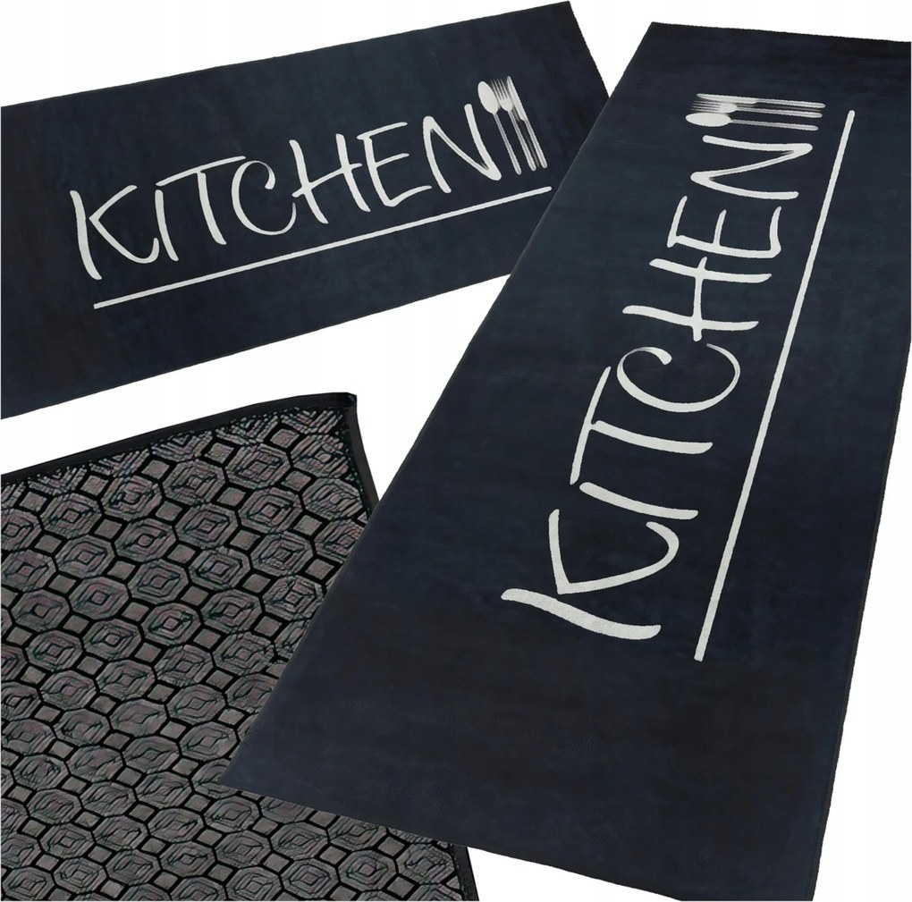 Konyhai Járólap 60X200 Fekete Konyhai Szőnyeg Feliratos Kitchen Gumírozott