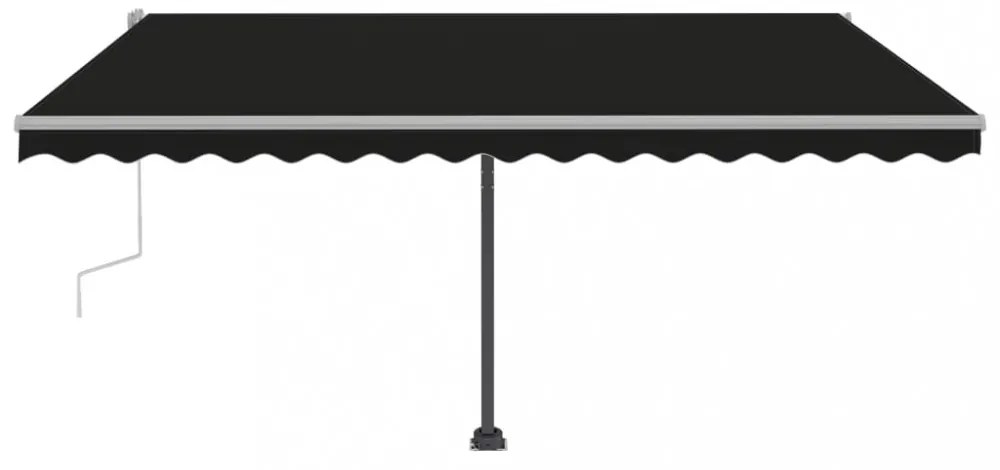 antracitszürke kézzel kihúzható póznás napellenző 400 x 350 cm