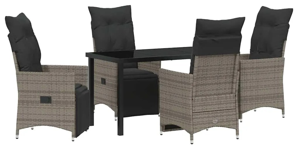 vidaXL Kert étkező szett párnával 5 pcs Szürke polirattan