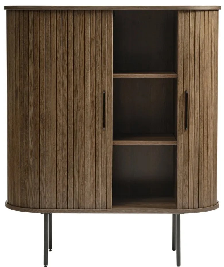 Barna szekrény tolóajtóval, tölgyfa dekorral 100x118 cm Nola – Unique Furniture