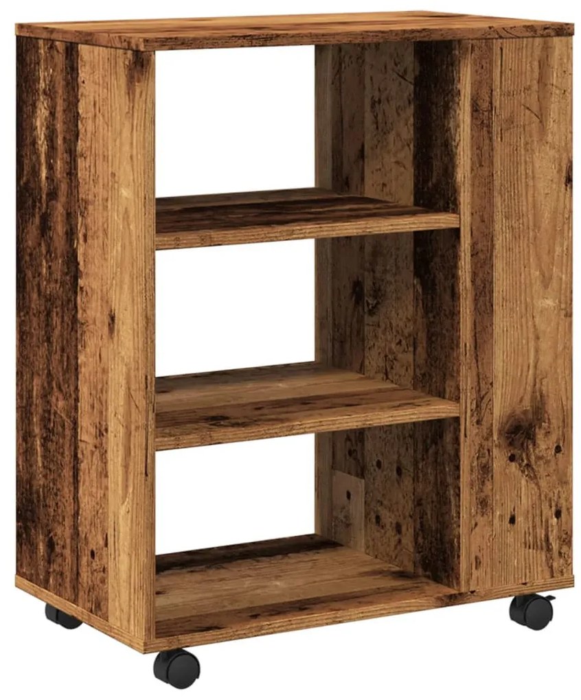 antik fa színű szerelt fa kerekes szekrény 60 x 35 x 75 cm