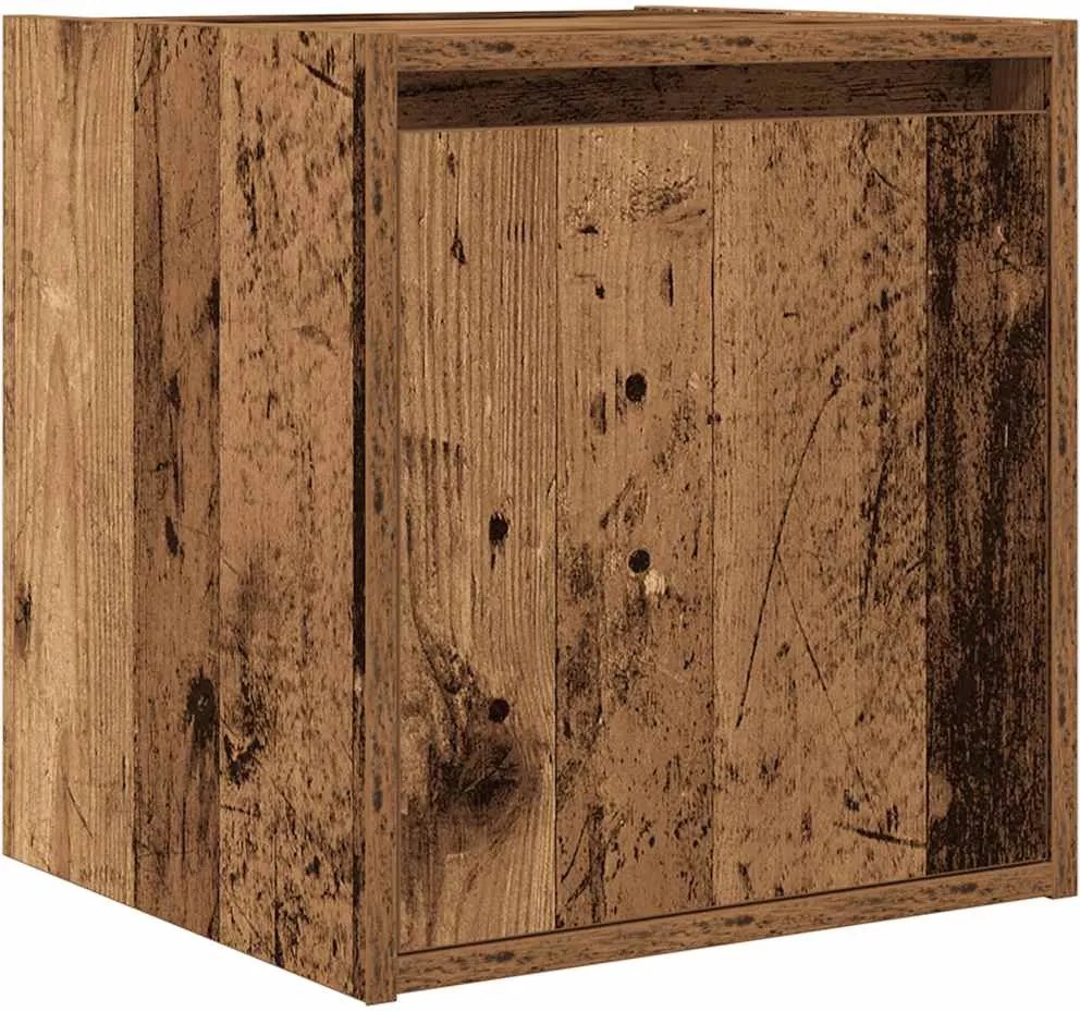 vidaXL antik fa színű falra szerelhető éjjeliszekrény 38x34x40 cm