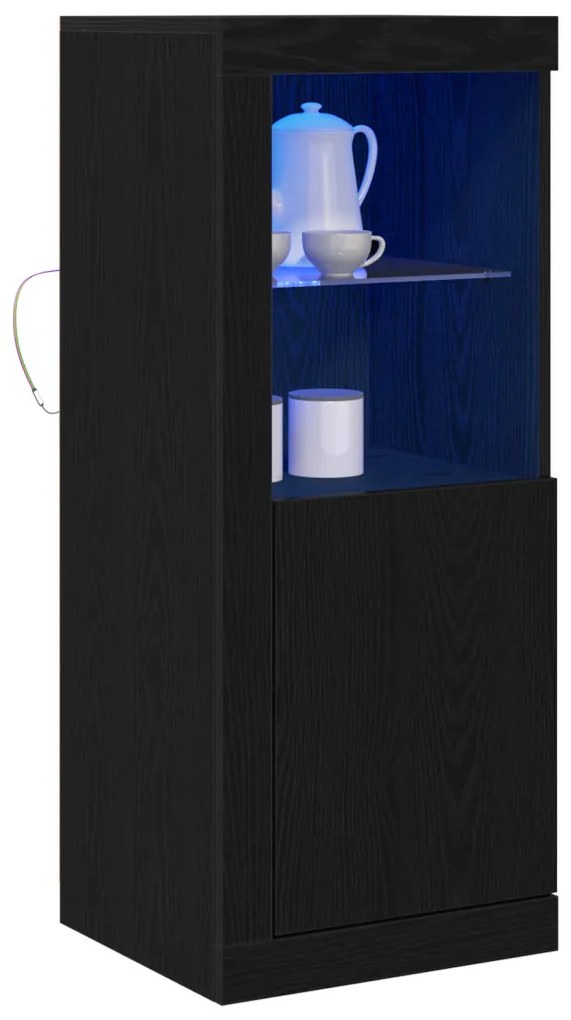 LED világítással rendelkező oldalszekrény fekete tölgy 41x37x100 cm