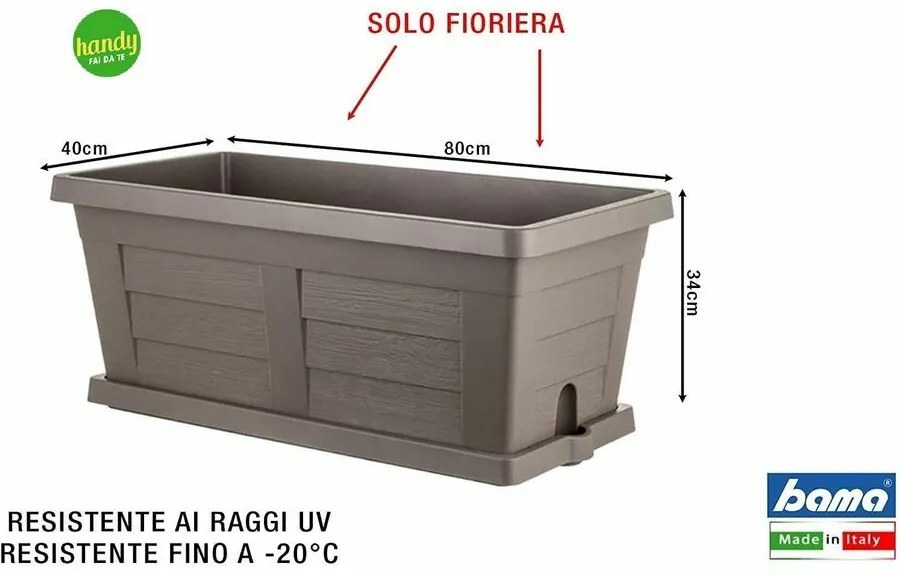 Bama Legno kerti nagy méretű virágláda cappuccino, 80 x 40 x 35 cm, 80 cm