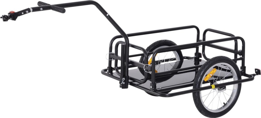 HOMCOM Összecsukható Kerékpár Toldókocsi, Pótoszlop, Tükör, Terhelhetőség max. 40 kg, 155 x 71.5 x 77 cm | Aosom