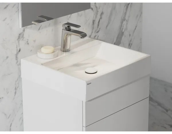 Ravak XJO01250000 - Falra szerelhető NATURAL mosdó 50x45 cm, öntött márvány/fehér