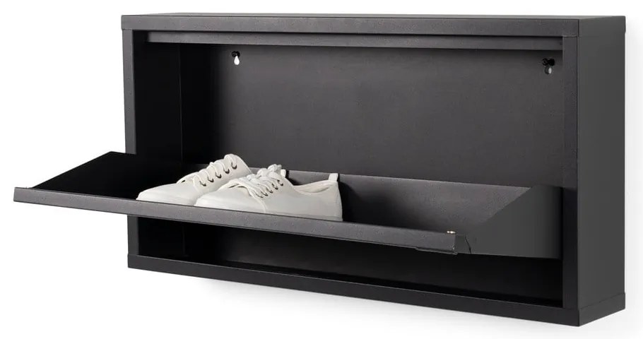 Fekete fém billenő ajtós cipőtartó 75x37,5x12,5 cm Billy – Spinder Design