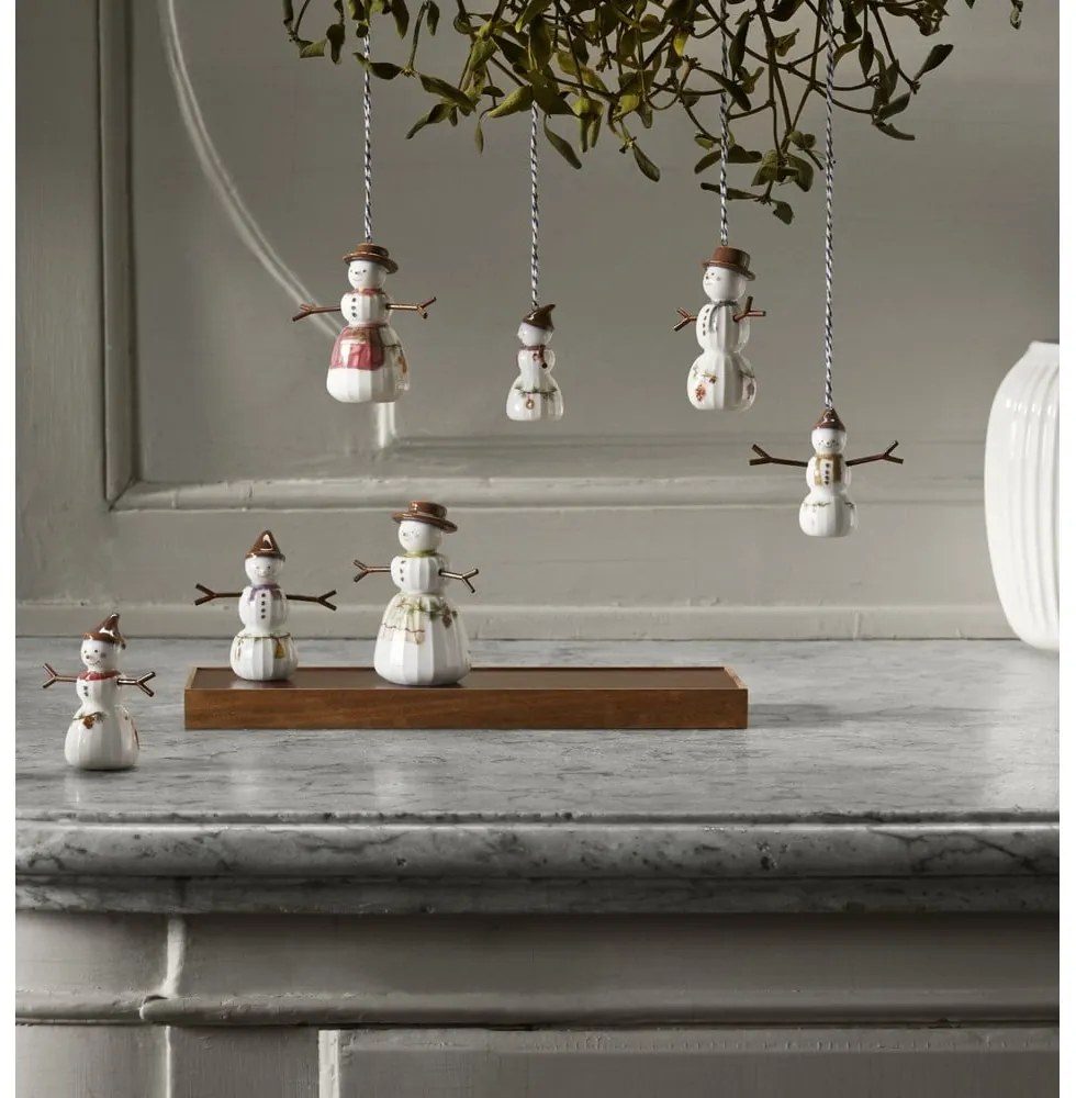 Porcelán kézzel festett karácsonyfadísz ø 4 cm Hammershøi Snowman – Kähler Design