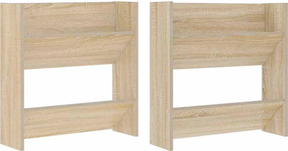 vidaXL 2 db sonoma-tölgyszínű fali cipősszekrény 60 x 18 x 60 cm